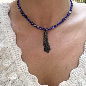 Evil Eye Tassel Beaded Necklace For Bad Juju Protection