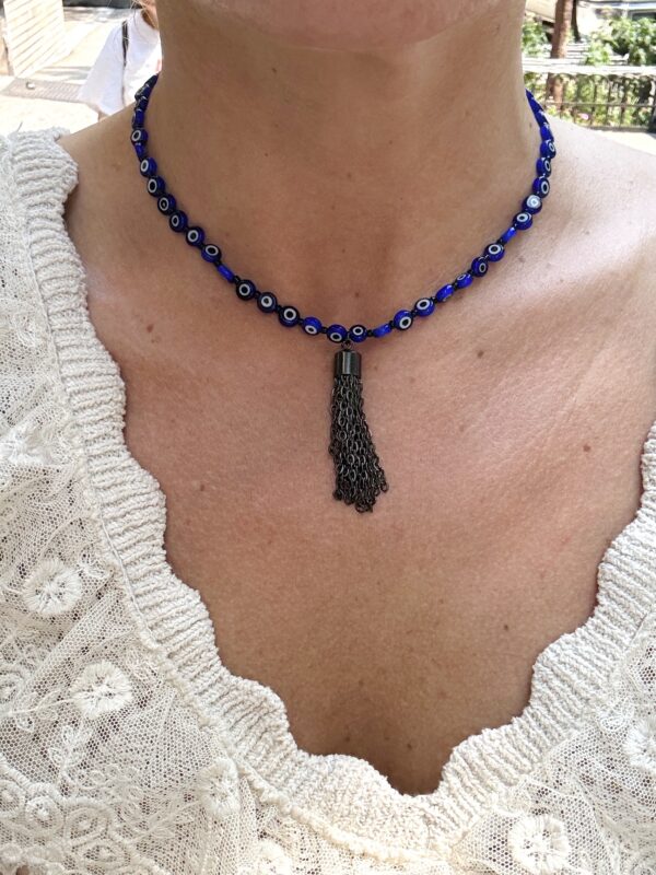 Evil Eye Tassel Beaded Necklace For Bad Juju Protection