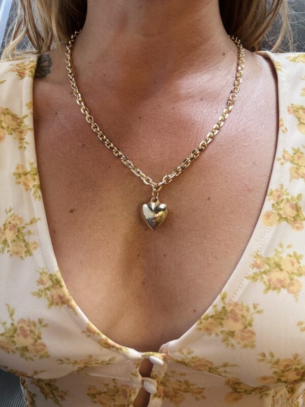 Bubblegum Signature Faux Gold Heart Chain Necklace