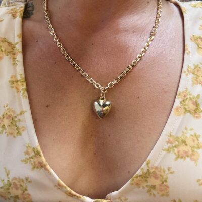 Bubblegum Signature Faux Gold Heart Chain Necklace