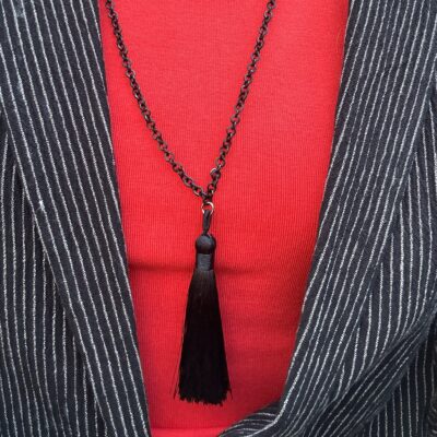 Black Chain Tassel Necklace