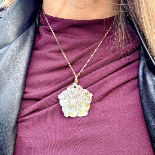 abalone flower basic chain necklace