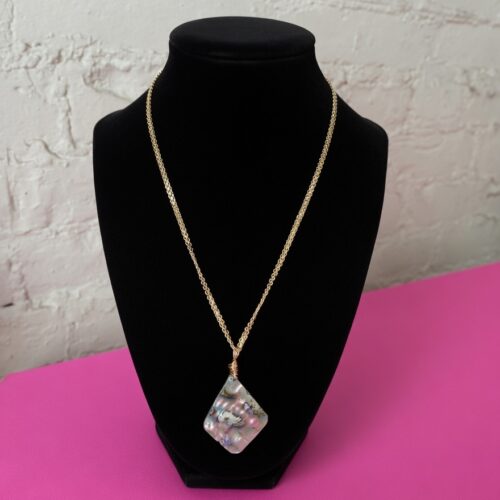 abalone diamond bling chain necklace