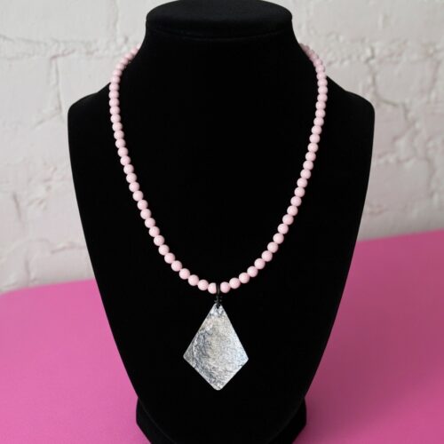 light pink resin abalone shell necklace