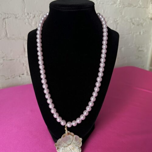 purple dream abalone flower faux pearl necklace
